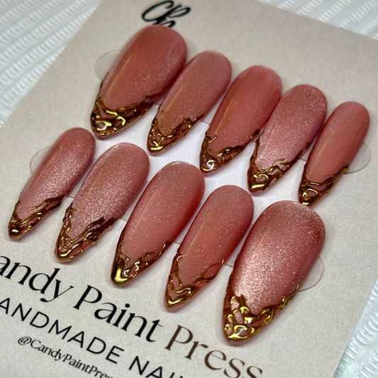 Vintage Pink Cateye w/ Gold Chrome French Design